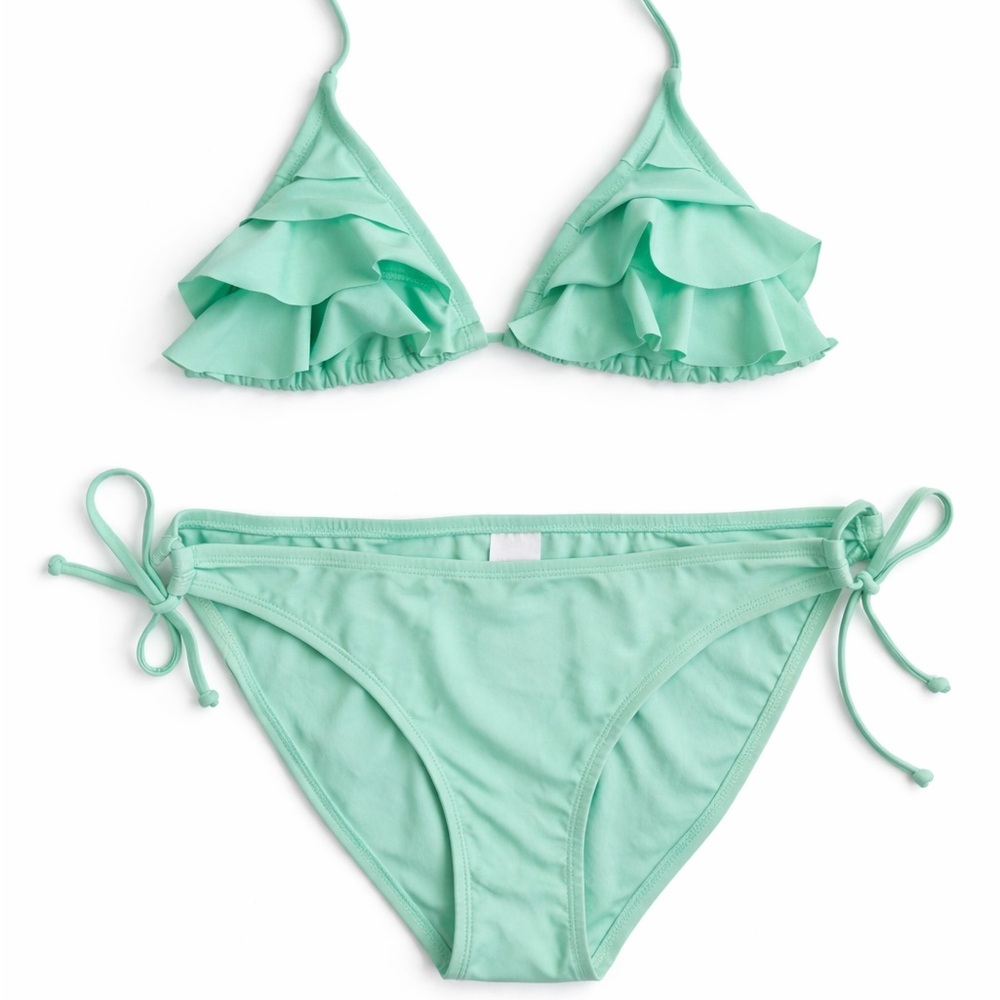 Target Swim Xhilaration Mint Green Ruffle Triangle String 2-Piece Bikini Mermaid